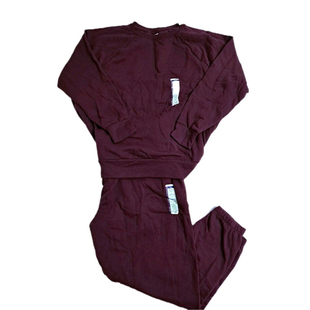 Terra Sky Sweatshirt Sweatpants Set Women's Plus 2X 20W-22W Maroon New Comfort